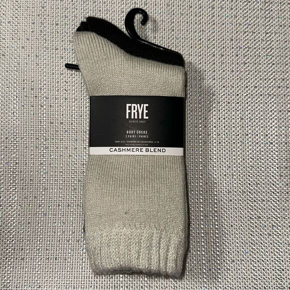 FRYE Cashmere Wool Blend Brown Ivory Soft Boot Socks 2 pk - Picture 1 of 8